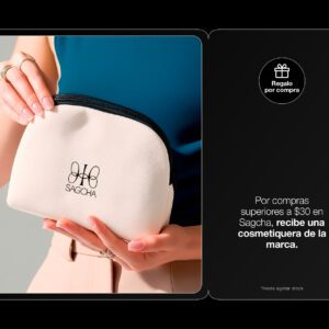 Por compras superiores a $30 en la marca Sagcha, llévate una cosmetiquera de la marca.