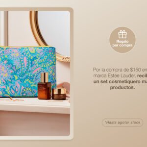 Por compras superiores a $150 en la marca Estee Lauder, recibe gratis una cosmetiquera + Anr + Suprch. Por compras superiores a $150 en la marca Estee Lauder, recibe gratis una cosmetiquera + Anr + Suprch.