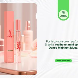 Por la compra de una fragancia en la marca Shakira, recibe gratis un mini srpitz dance midnight muse 10ml