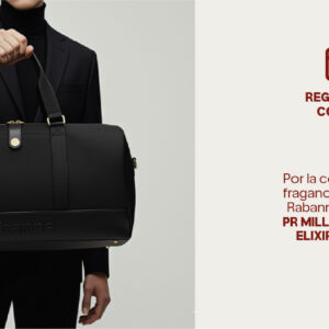 Por la compra de una fragancia en la marca Rabanne, recibe gratis un Million Gold Him Elixir Week Bag.