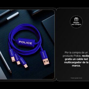 Por la compra de una fragancia en la marca Police, recibe un cable multicargador