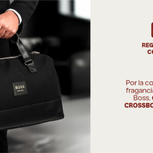 Por la compra de una fragancia en la marca Boss, recibe gratis un bolso.