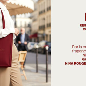 Por la compra de una fragancia en la marca Nina Ricci, recibe gratis un Nina Rouge Crush Tote Bag