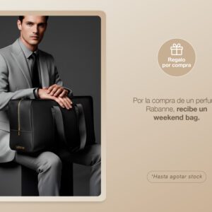 Por la compra de una fragancia en la marca Rabanne, recibe gratis un Million Gold Him Weekend Bag