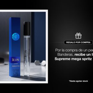 Por la compra de una fragancia en la marca Banderas, recibe gratis un Supreme Mega Spritz 10ML.